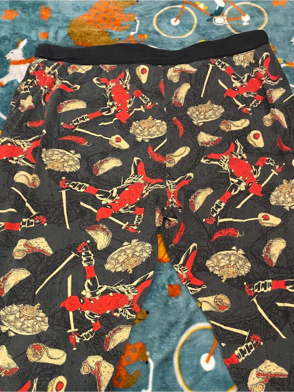 Deadpool Taco Tuesday Pajama Pants Jogger Sleep Pants Red/Black Marvel Men’s XL - Picture 5 of 10